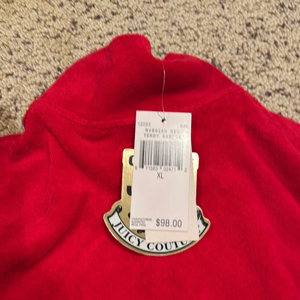 JUICY COUTURE Russian Red Terry Basic Tracksuit Top XL Bottom L - Picture 7 of 9
